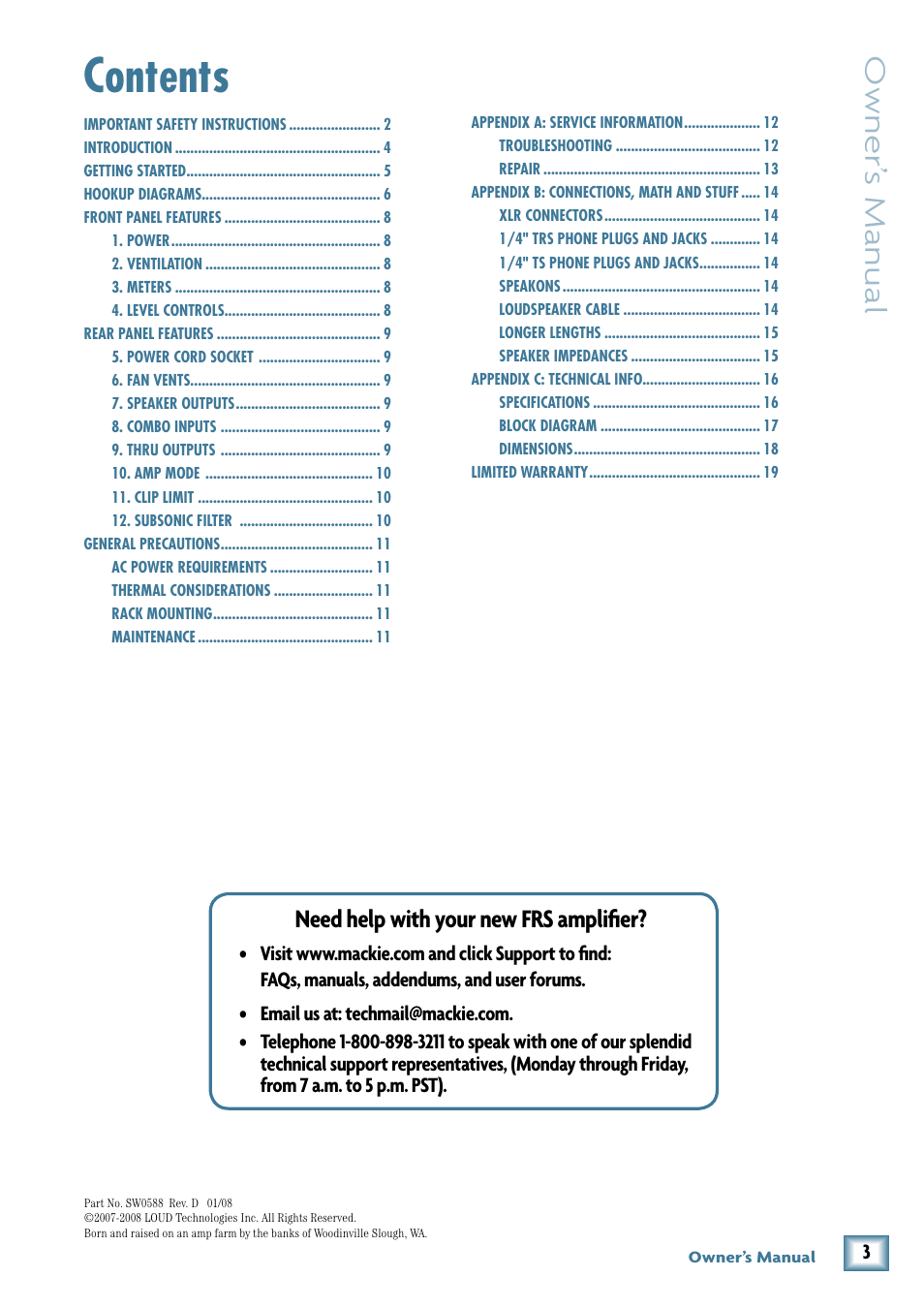 MACKIE FRS1300 User Manual | Page 3 / 20