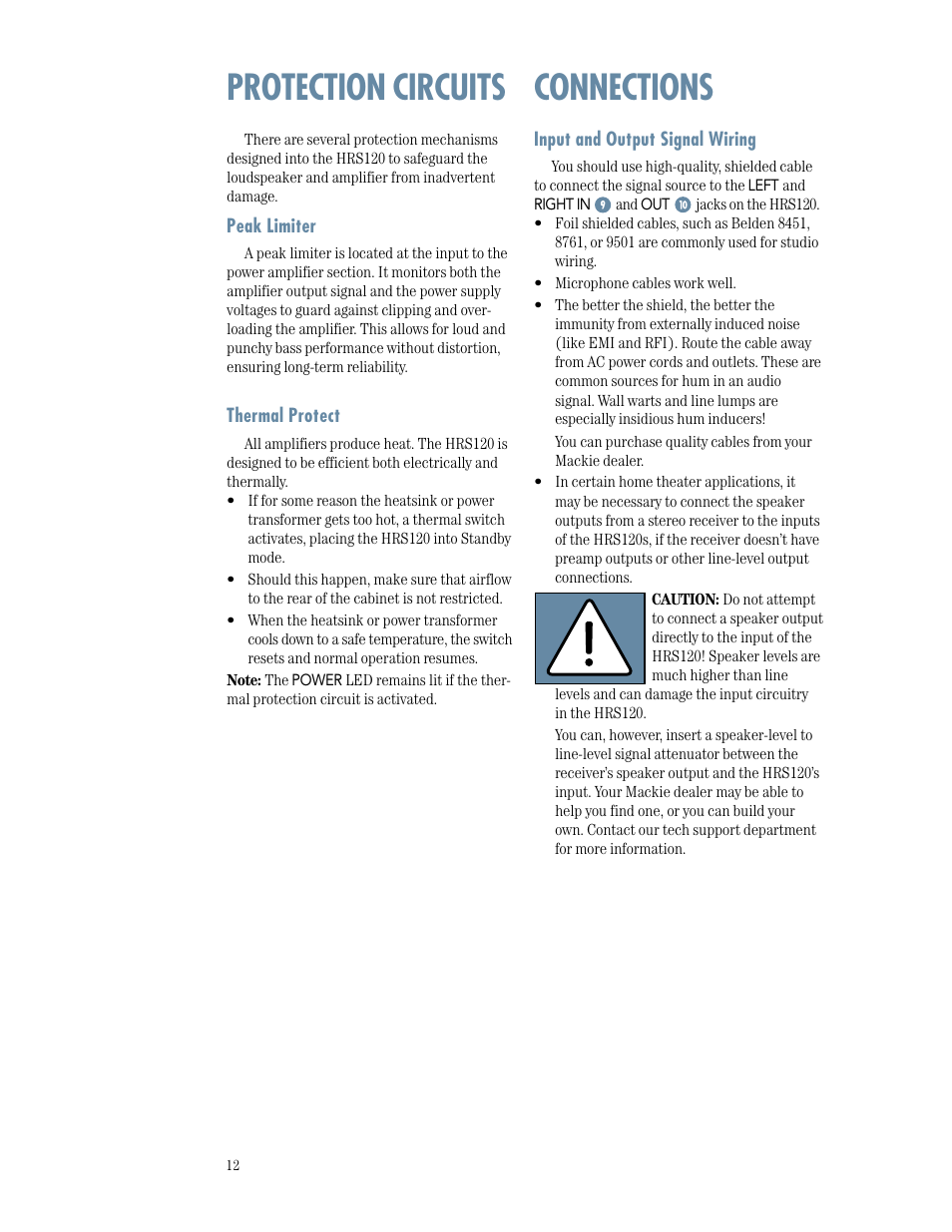 Protection circuits connections | MACKIE HRS120 User Manual | Page 12 / 20