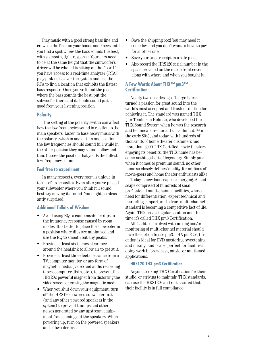 MACKIE HRS120 User Manual | Page 7 / 20