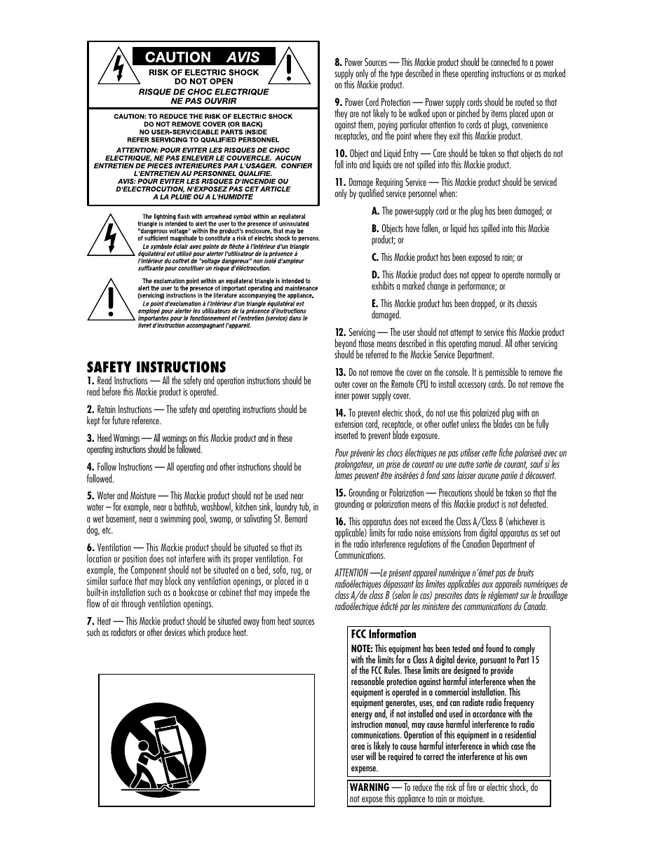 Safety instructions | MACKIE Digital 8 BUS Version 3.0 User Manual | Page 2 / 8