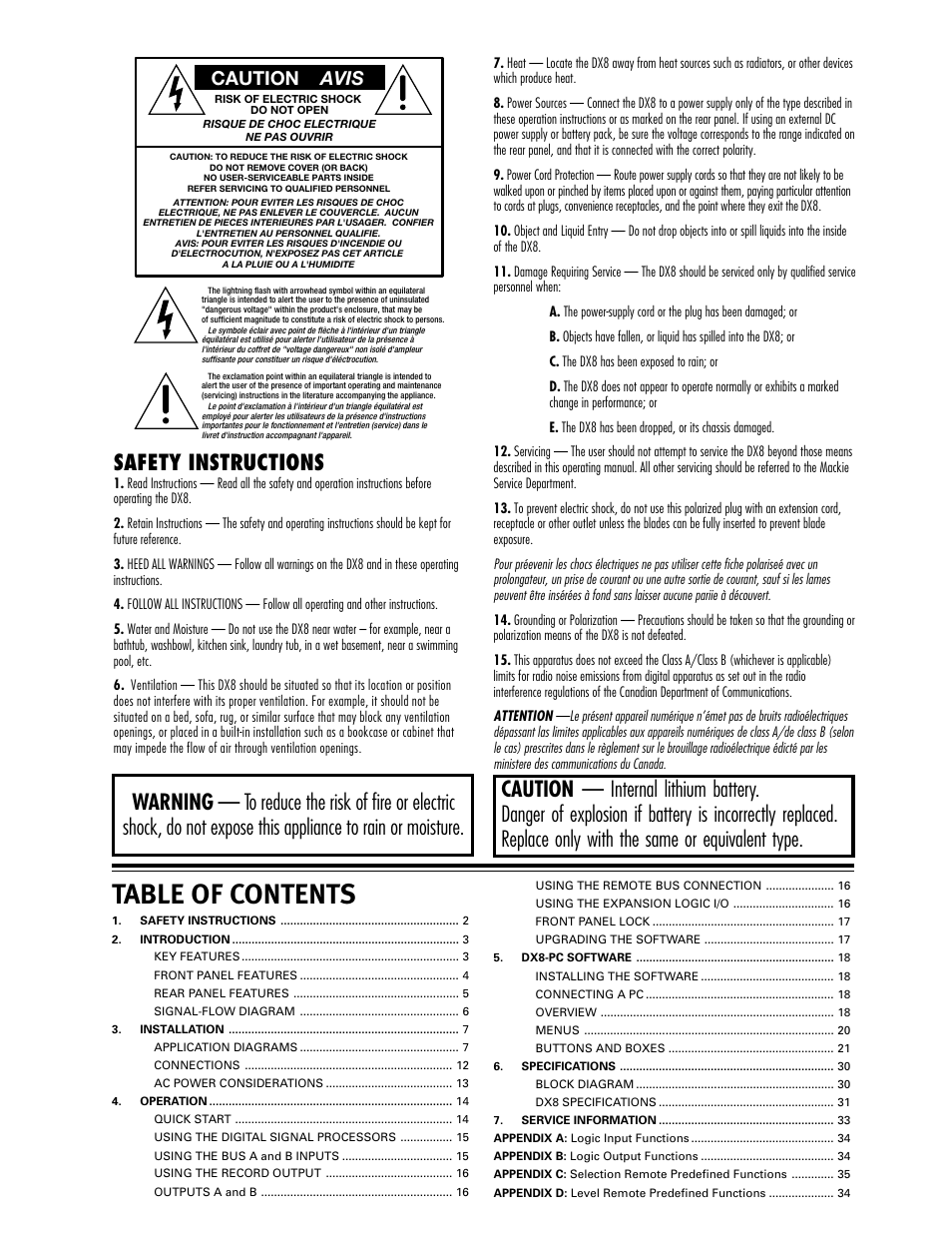 MACKIE DX8 User Manual | Page 2 / 17