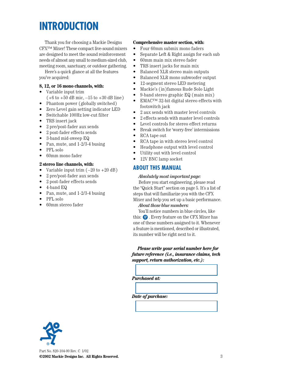 Introduction, About this manual | MACKIE CFX SERIES User Manual | Page 3 / 24