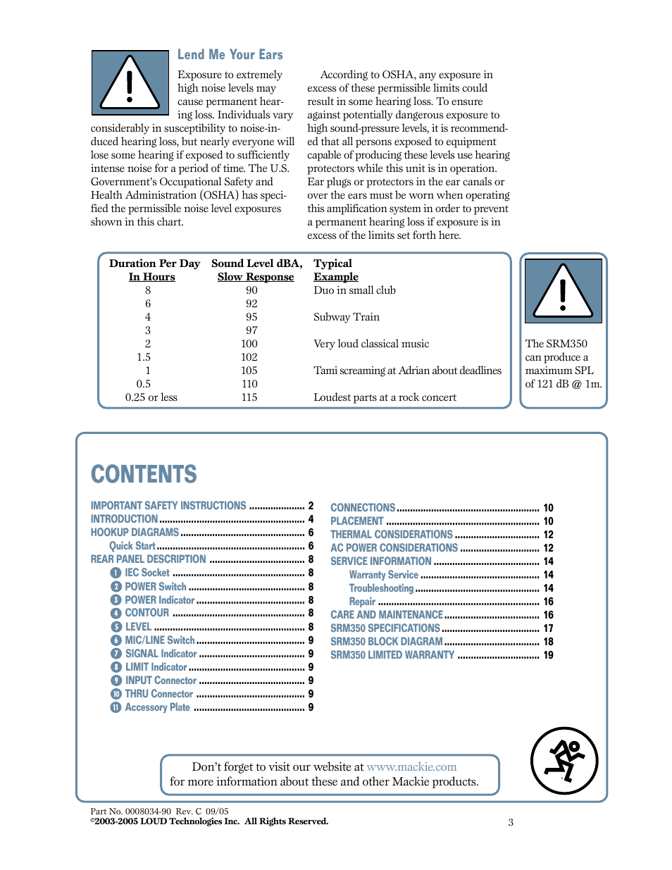MACKIE SRM350 2-WAY User Manual | Page 3 / 20