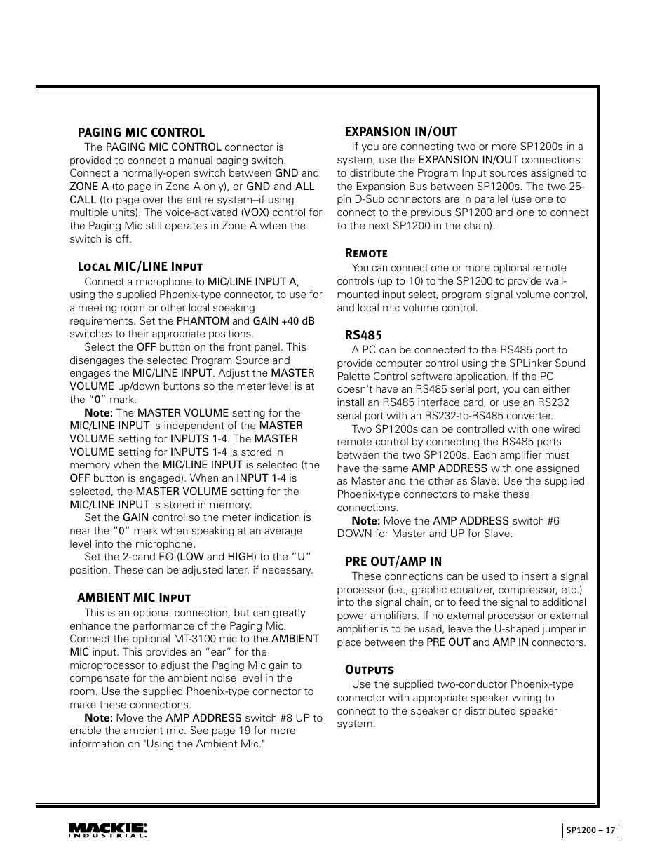 MACKIE SP1200 User Manual | Page 17 / 28