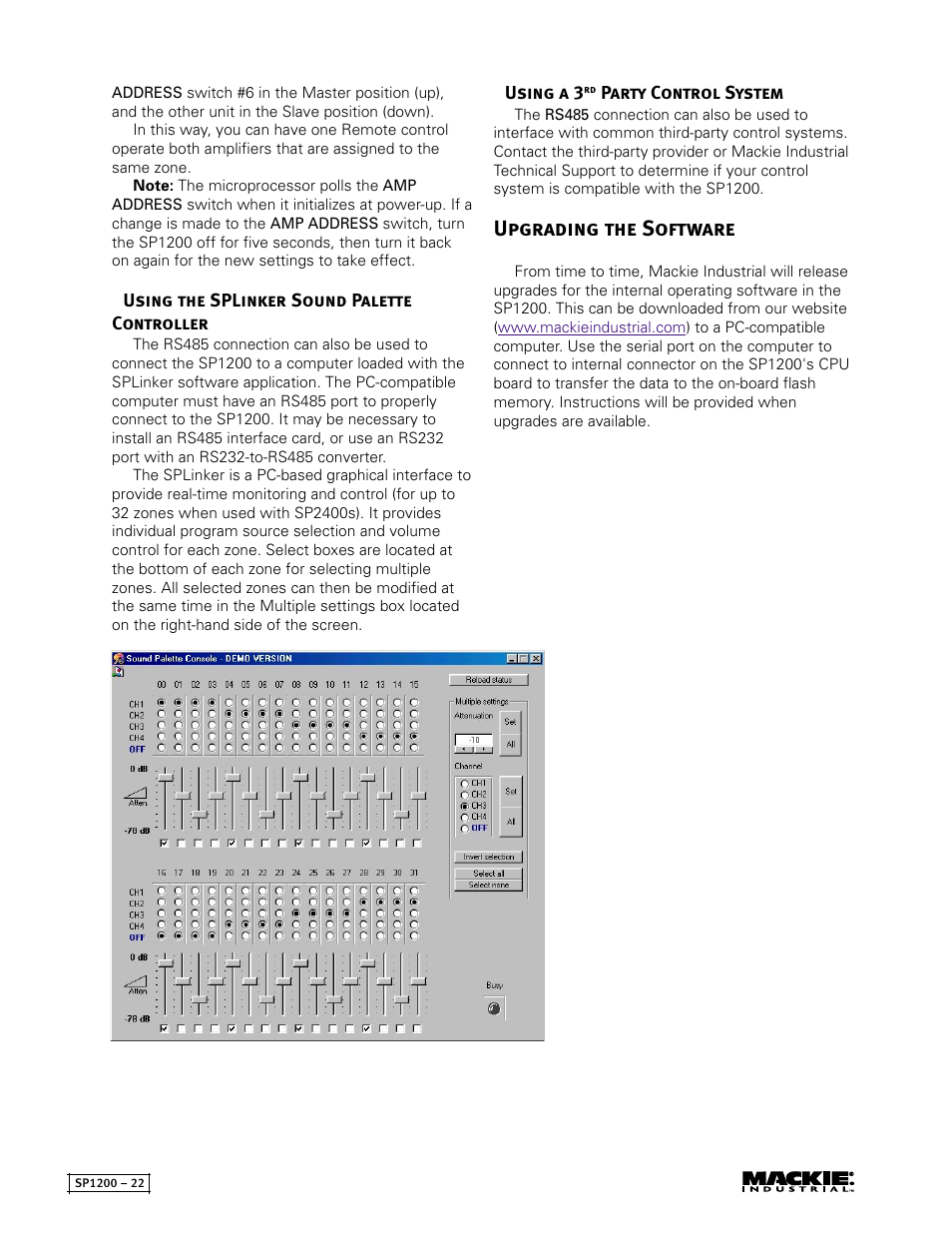 Upgrading the software | MACKIE SP1200 User Manual | Page 22 / 28