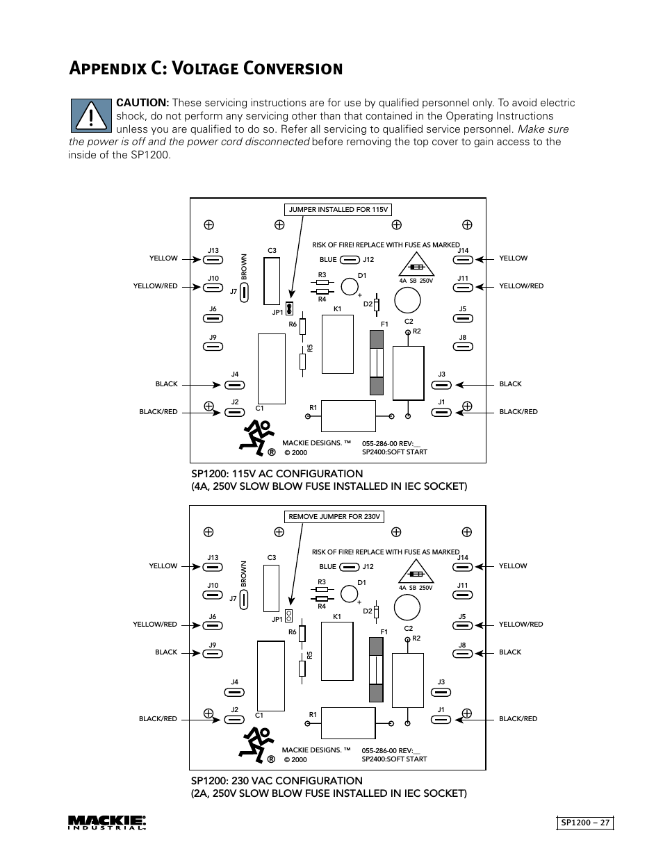 Appendix c: voltage conversion | MACKIE SP1200 User Manual | Page 27 / 28