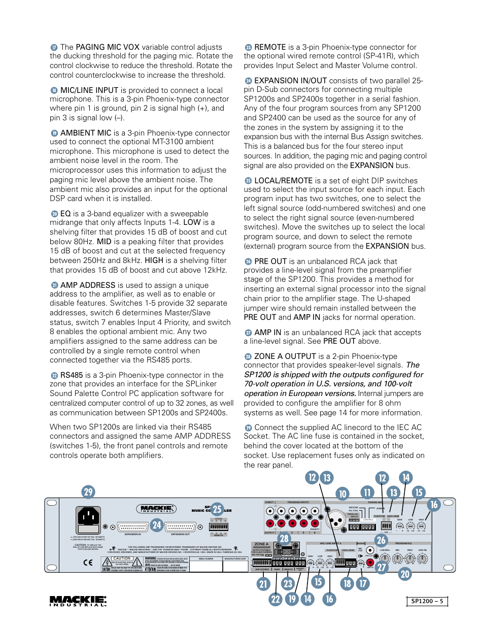 MACKIE SP1200 User Manual | Page 5 / 28