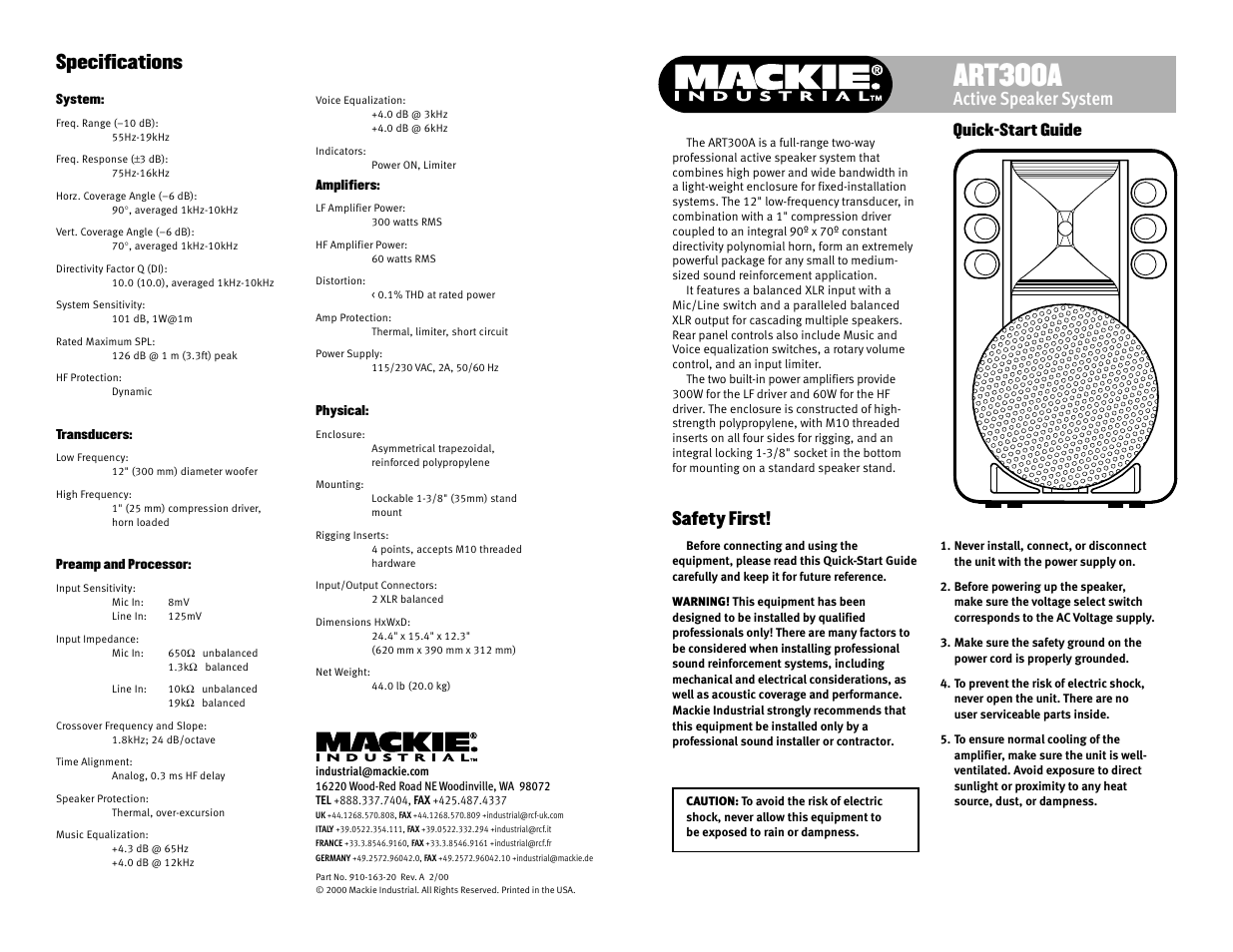 MACKIE ART300A User Manual | 2 pages