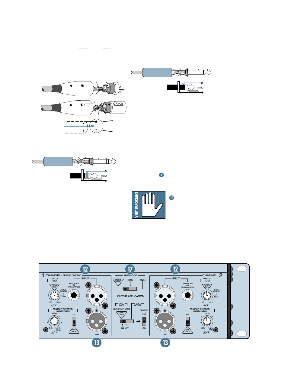 Balanced xlr connectors balanced, Trs plugs unbalanced 1/4" ts plug | MACKIE M1200/M1400 User Manual | Page 17 / 43