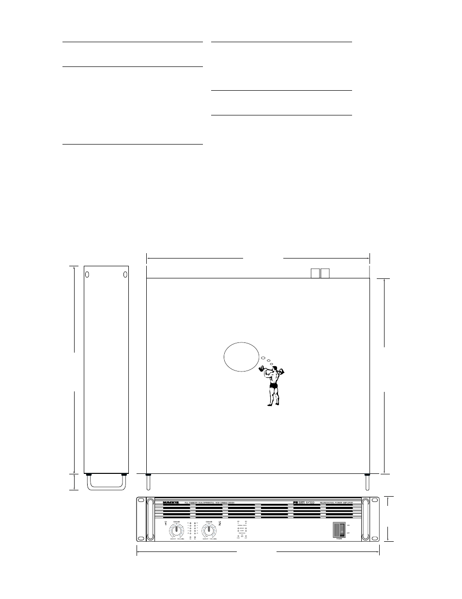 Indicators, Power consumption, Ac line power | Ac drop-out voltage, Physical, Complementary positive and negative peak detecting, At approximately 50% of rated line voltage | MACKIE M1200/M1400 User Manual | Page 41 / 43