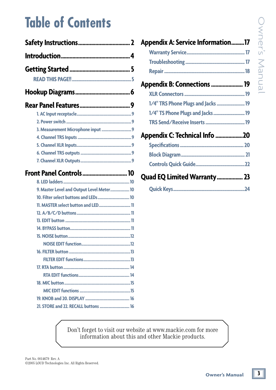 MACKIE QUAD EQ User Manual | Page 3 / 24