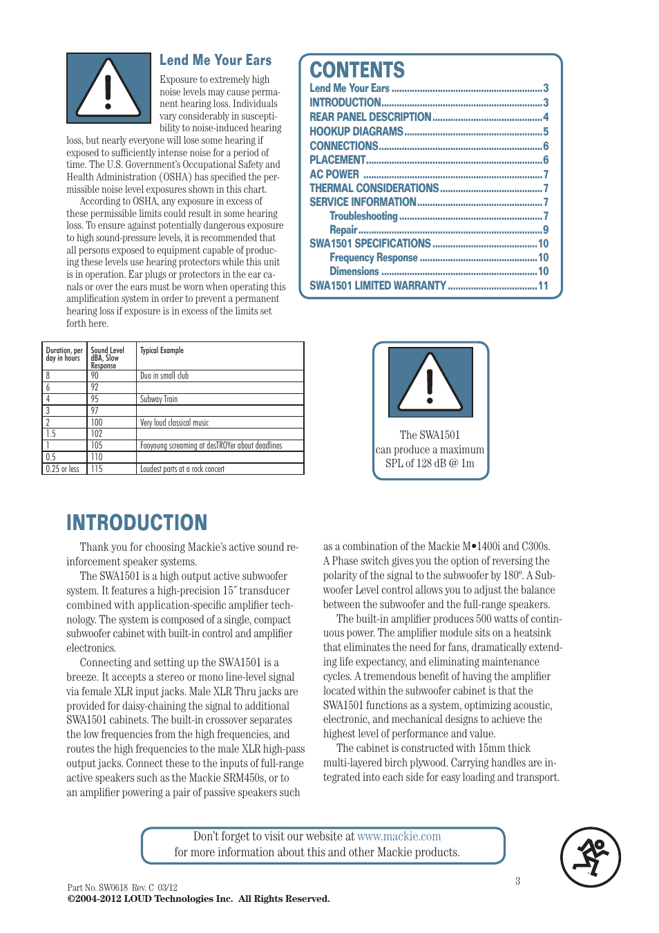 MACKIE SWA1501 User Manual | Page 3 / 12
