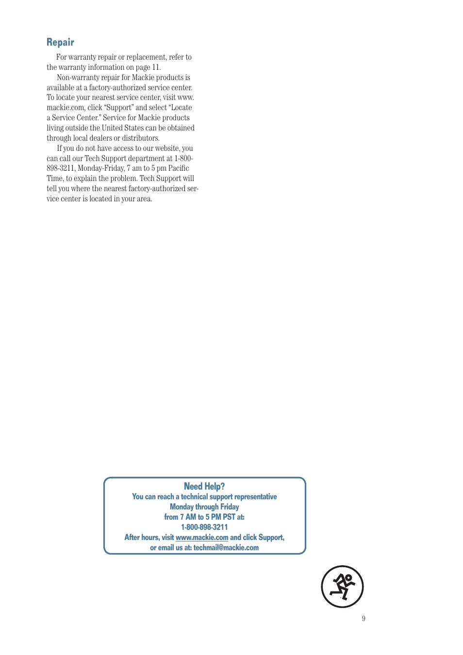 Repair | MACKIE SWA1501 User Manual | Page 9 / 12