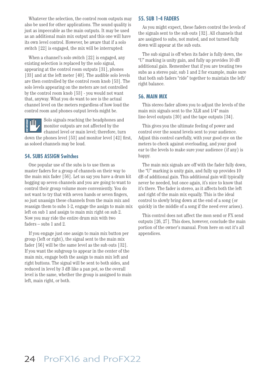 MACKIE PROFESSIONAL MIC/LINE MIXERS WITH FX AND USB I/O PROFX16 User Manual | Page 24 / 36