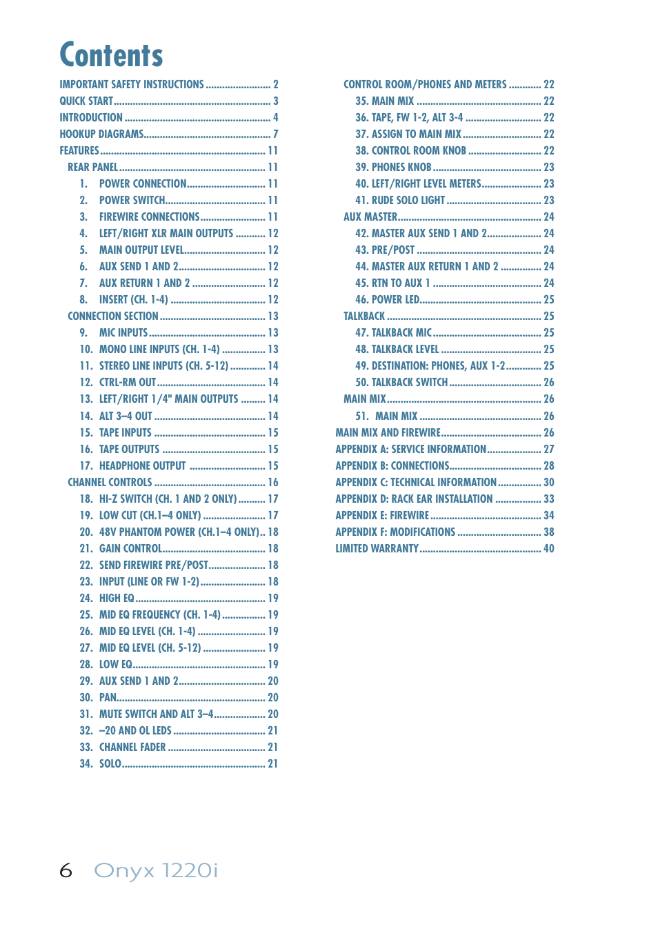 MACKIE ONYX 1220I User Manual | Page 6 / 41