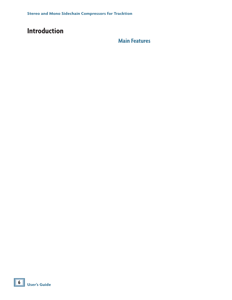 Introduction, Main features | MACKIE Stereo and Mono Side chain Compressor User Manual | Page 6 / 28