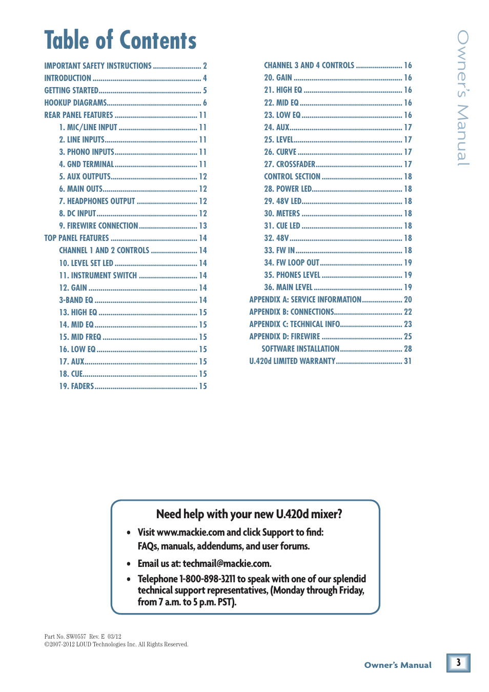 MACKIE U.40d User Manual | Page 3 / 32