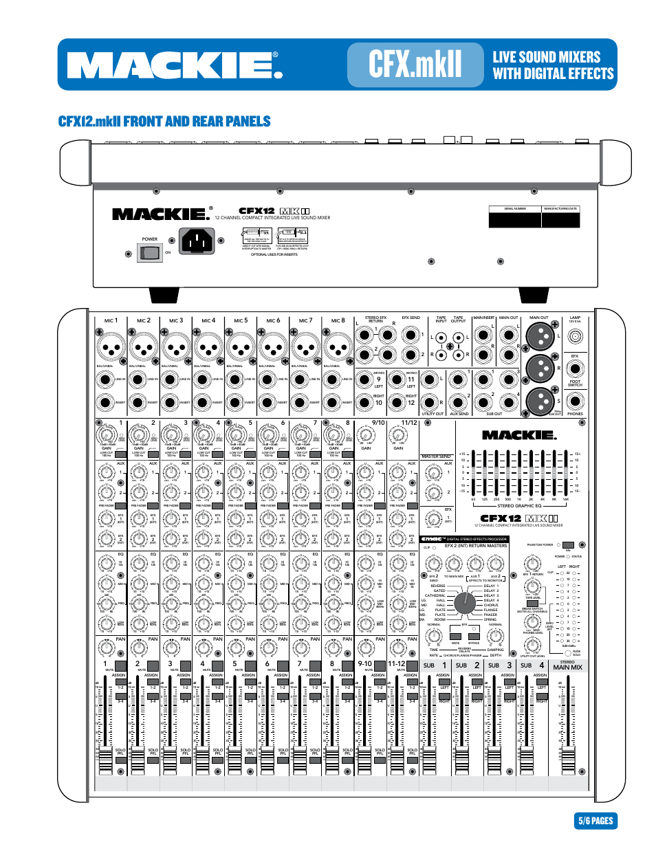 Cfx.mkii, Live sound mixers with digital effects, Cfx12.mkii front and rear panels | 5/6 pages, Cfx12, Main mix | MACKIE CFX.MKII User Manual | Page 5 / 6