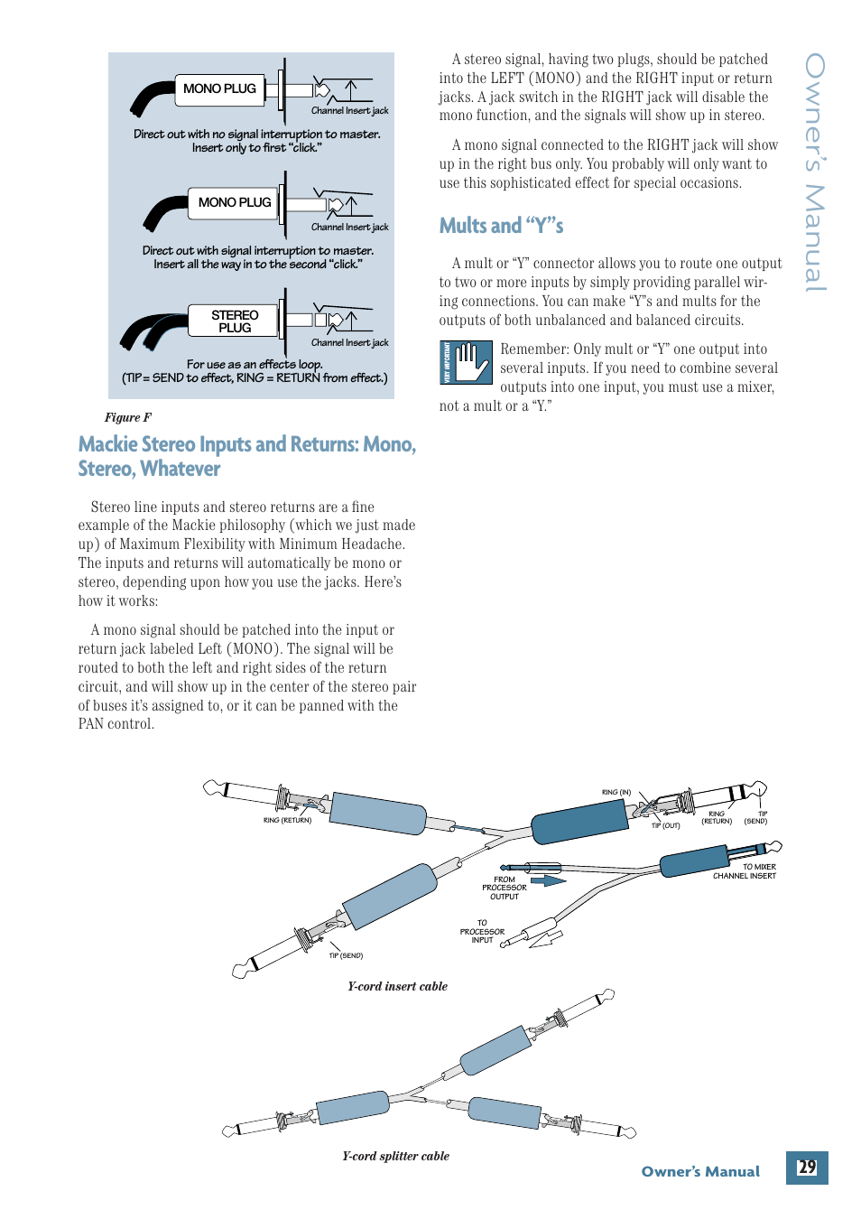Owner’ s manual, Mults and “y”s | MACKIE 1604-VLZ3 User Manual | Page 29 / 36