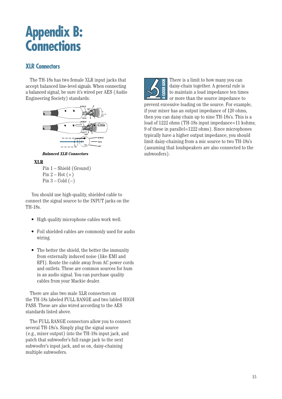Appendix b: connections | MACKIE TH-18S User Manual | Page 15 / 18