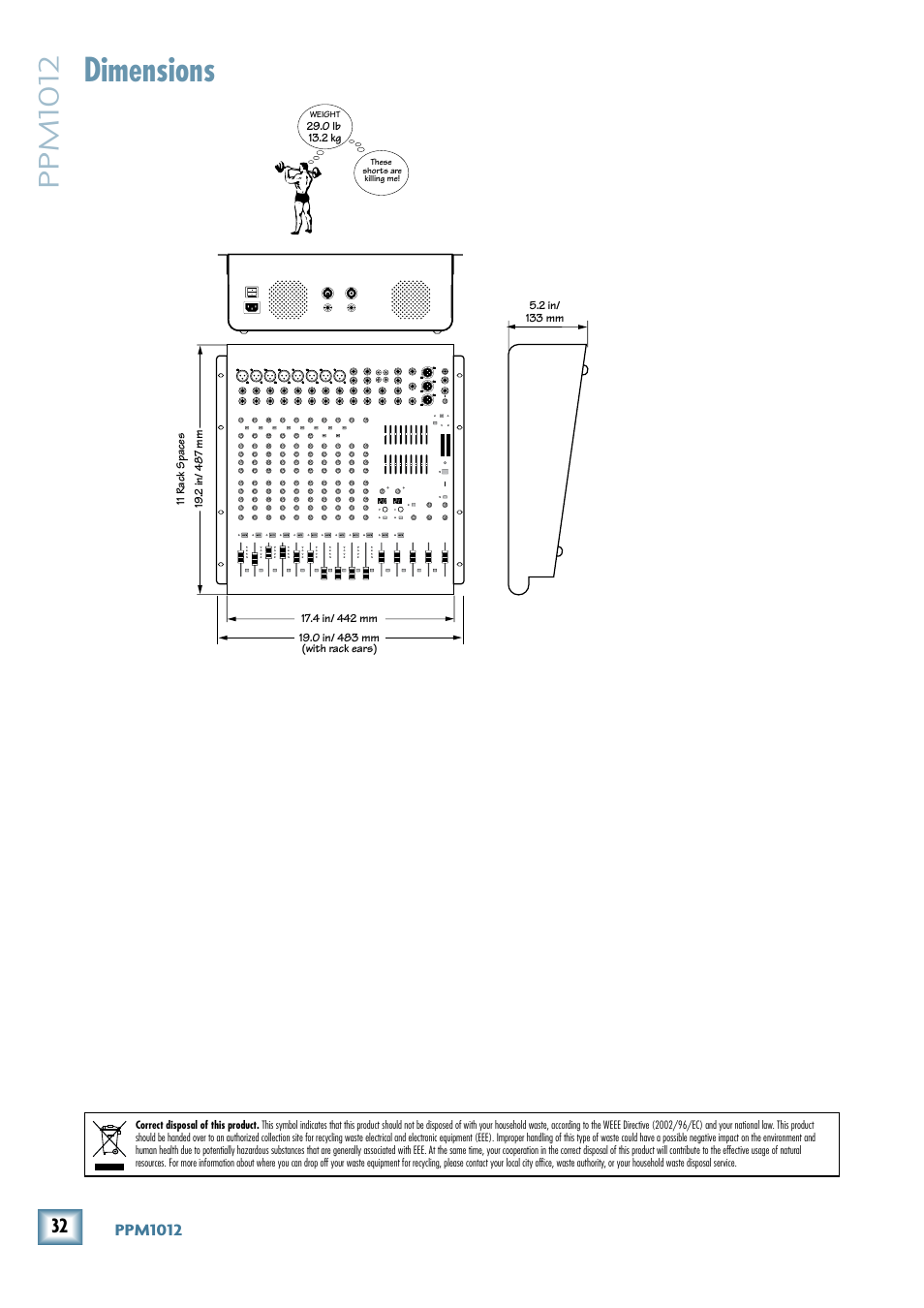 Dimensions, Ppm1012, Ppm101 | MACKIE PPM1012 User Manual | Page 32 / 36