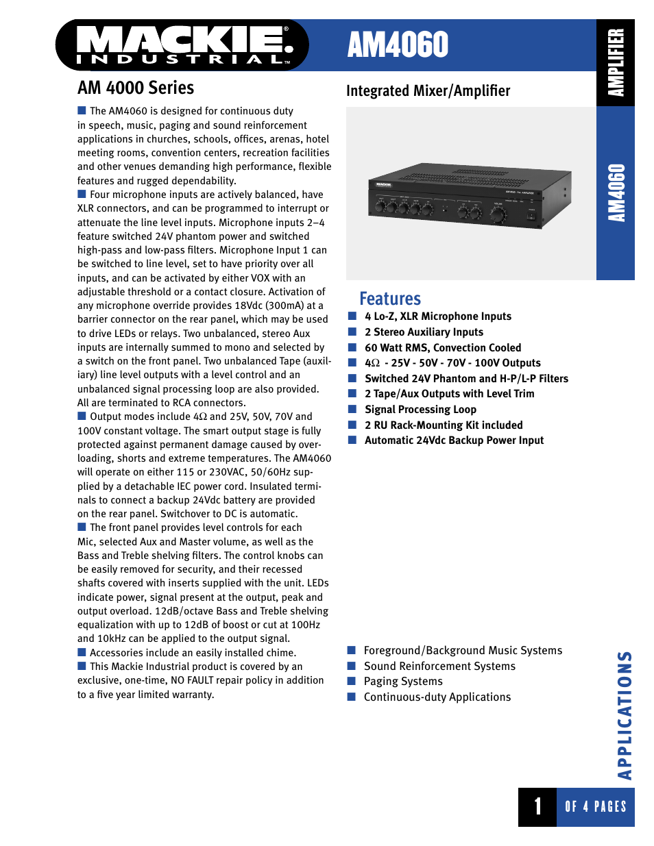 MACKIE AM4060 User Manual | 4 pages