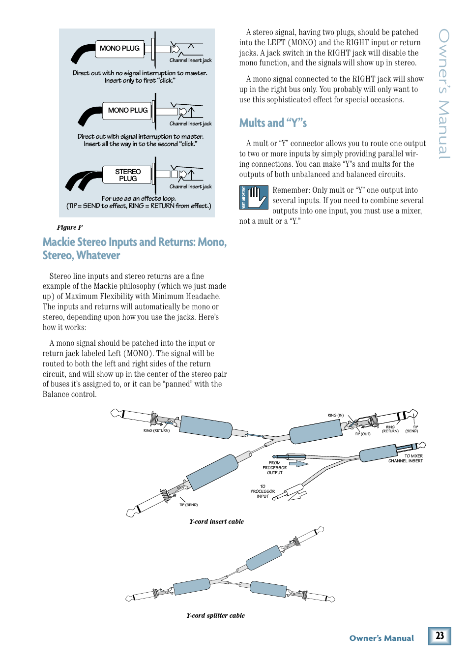 Owner’ s manual, Mults and “y”s | MACKIE 1402-VLZ3 User Manual | Page 23 / 28