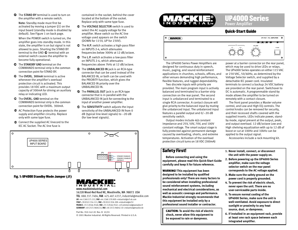 MACKIE UP4000 User Manual | 2 pages