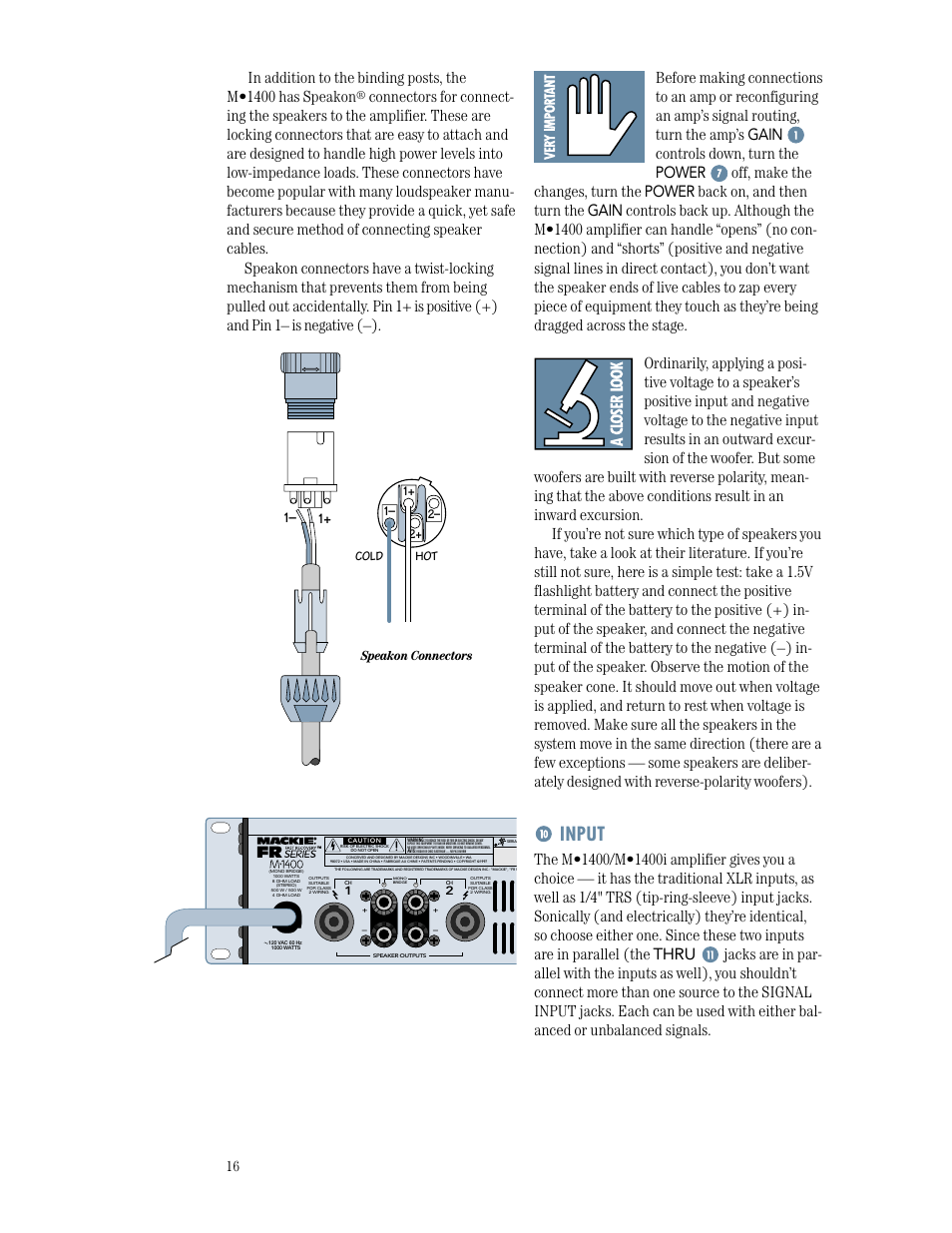 Input | MACKIE M1400/M1400i User Manual | Page 16 / 32