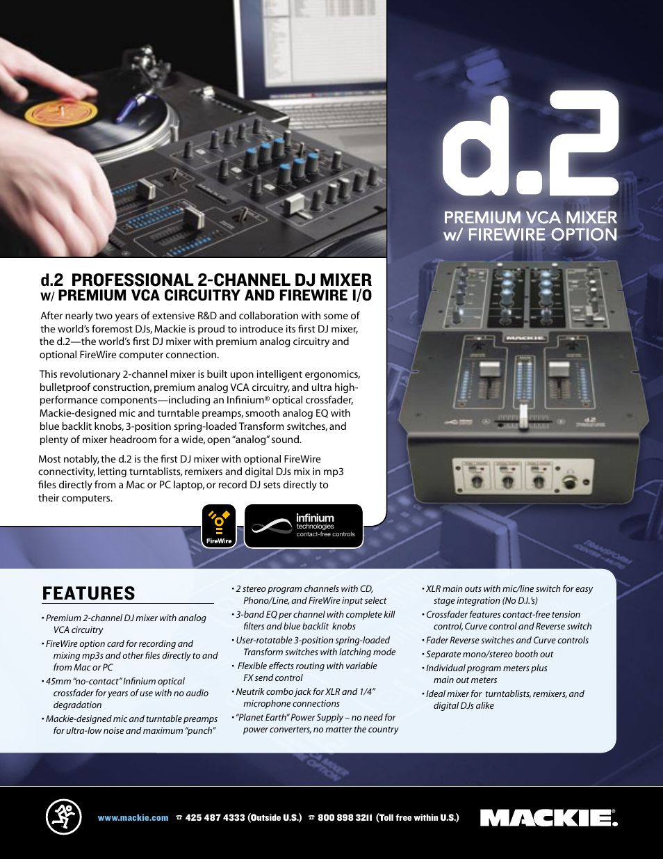 MACKIE D-2 User Manual | 2 pages
