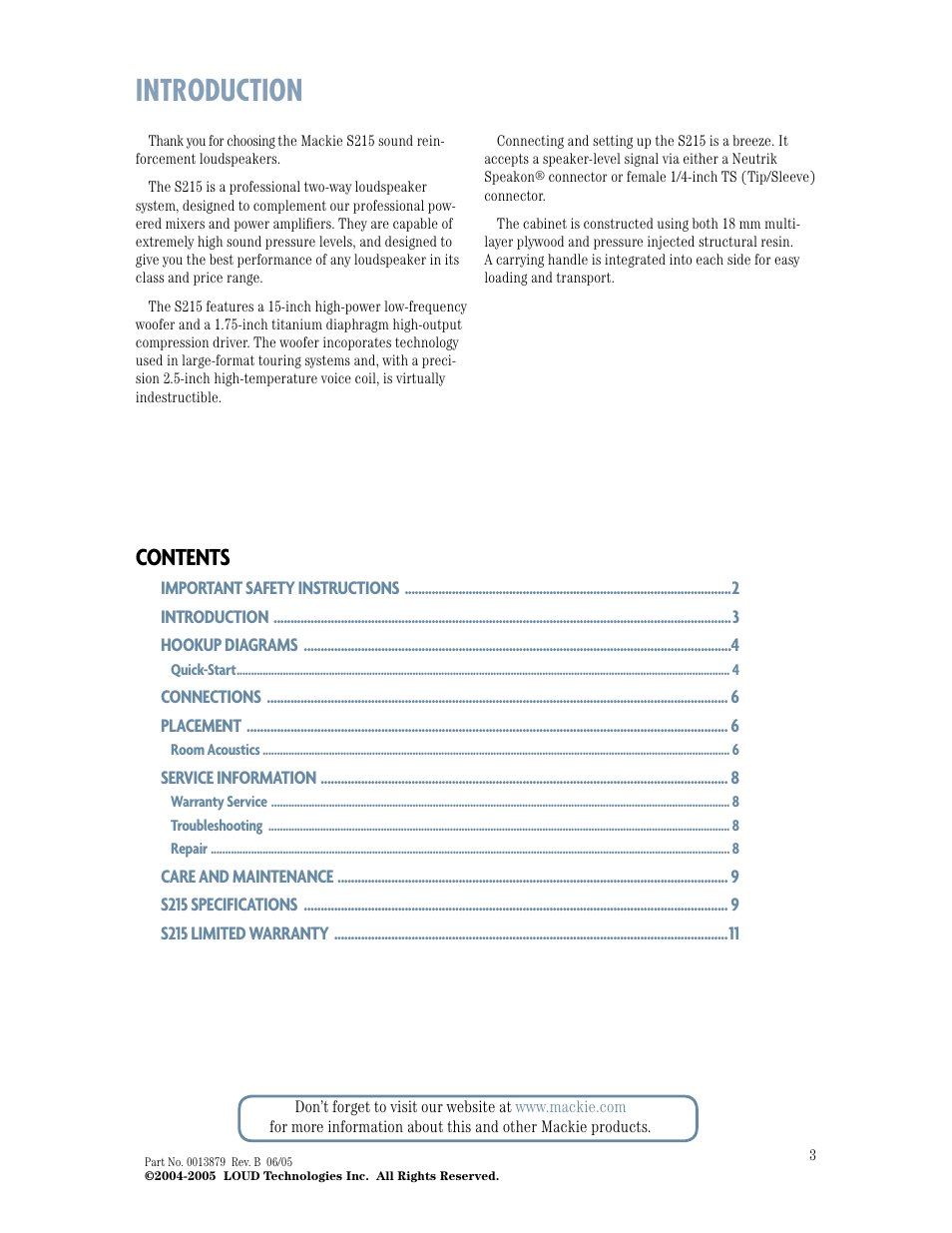 MACKIE S215 User Manual | Page 3 / 12