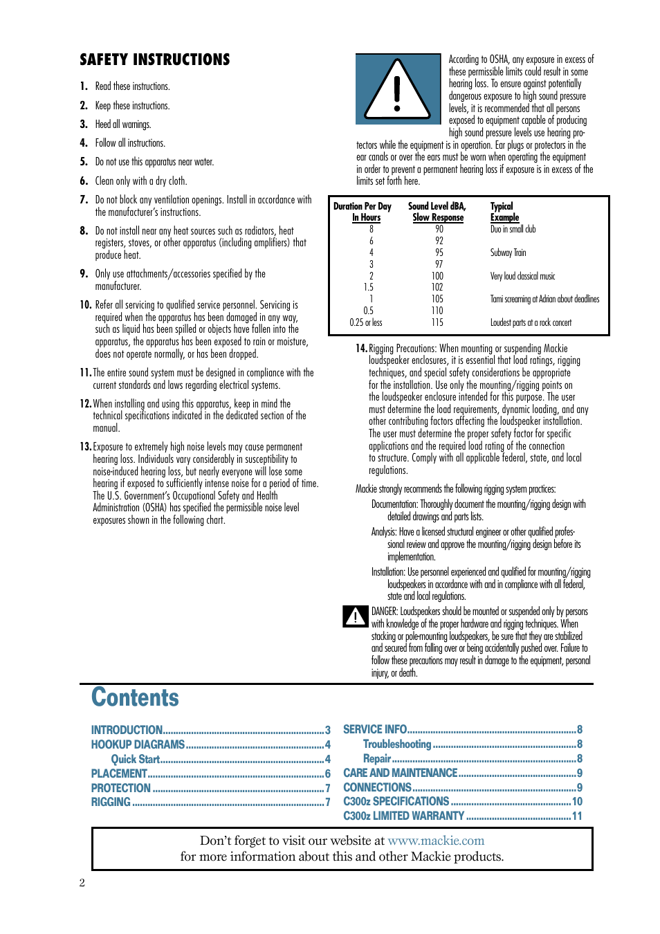 MACKIE C300z User Manual | Page 2 / 12