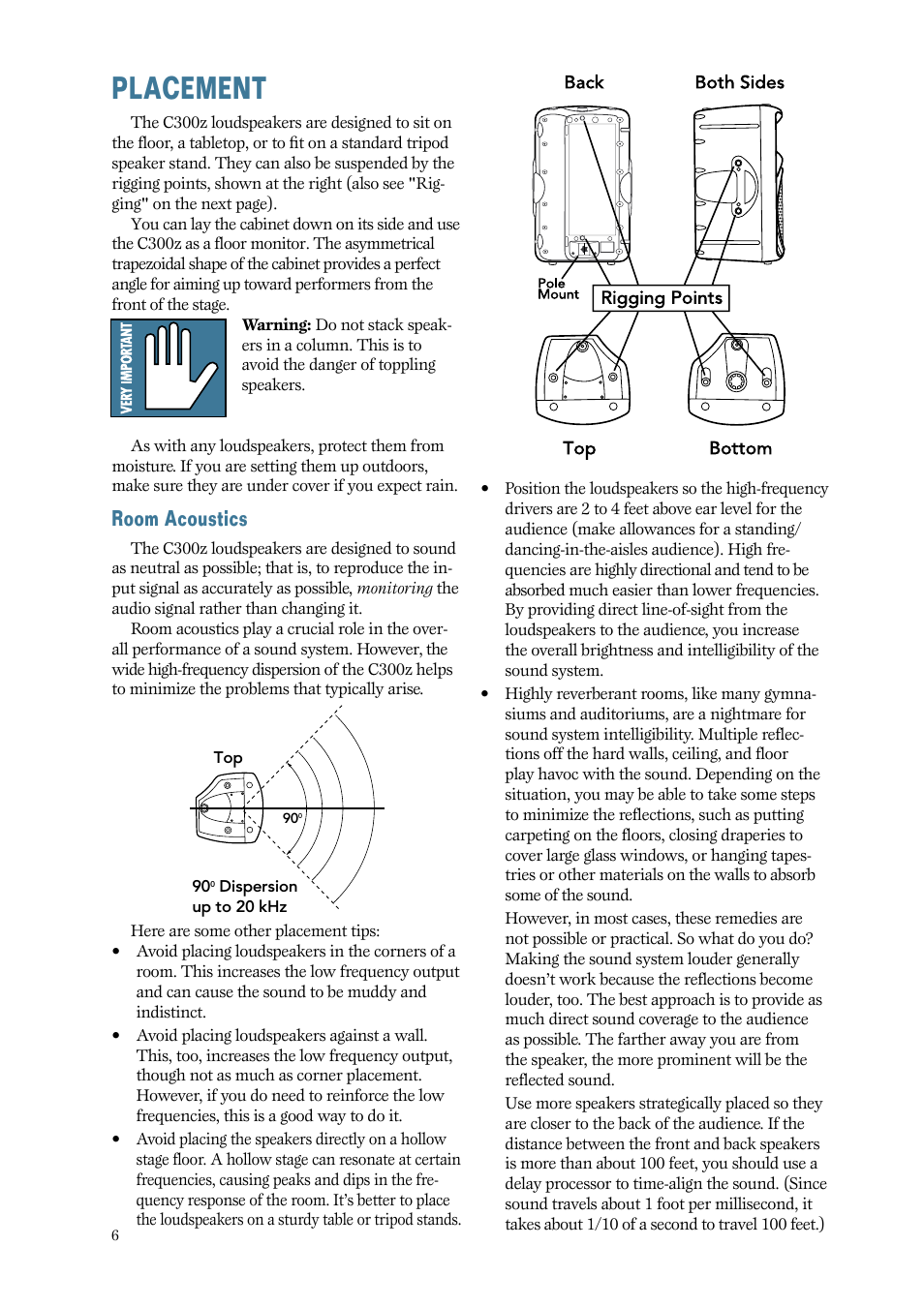 Placement, Room.acoustics | MACKIE C300z User Manual | Page 6 / 12