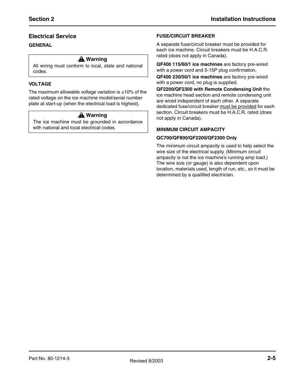 Manitowoc Ice FLAKE/CHIPLET QF0400 User Manual | Page 17 / 150