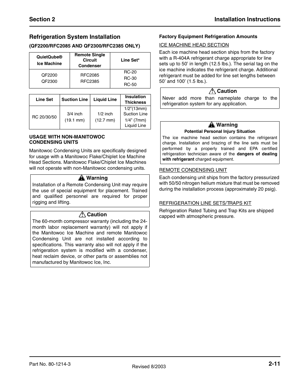 Manitowoc Ice FLAKE/CHIPLET QF0400 User Manual | Page 23 / 150