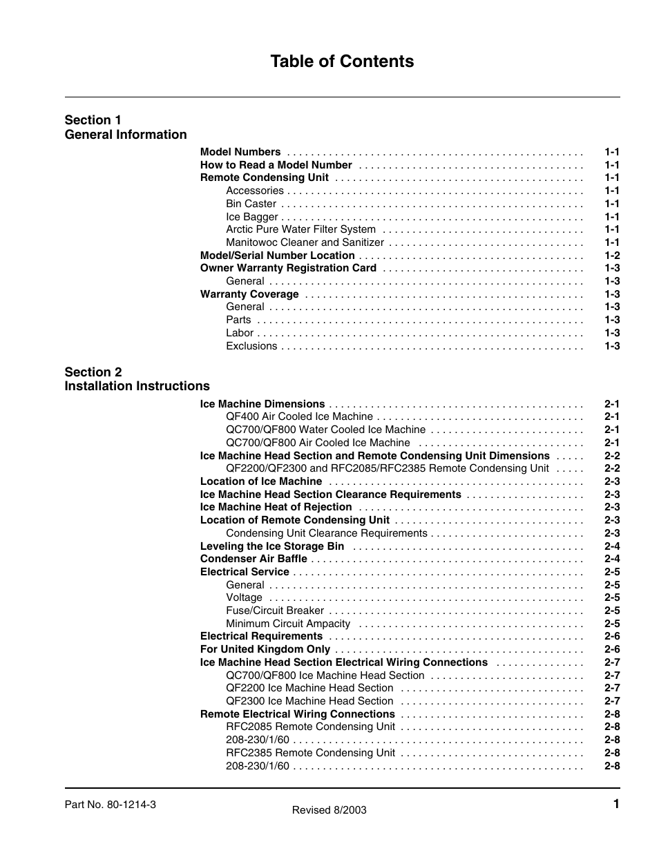 Manitowoc Ice FLAKE/CHIPLET QF0400 User Manual | Page 3 / 150