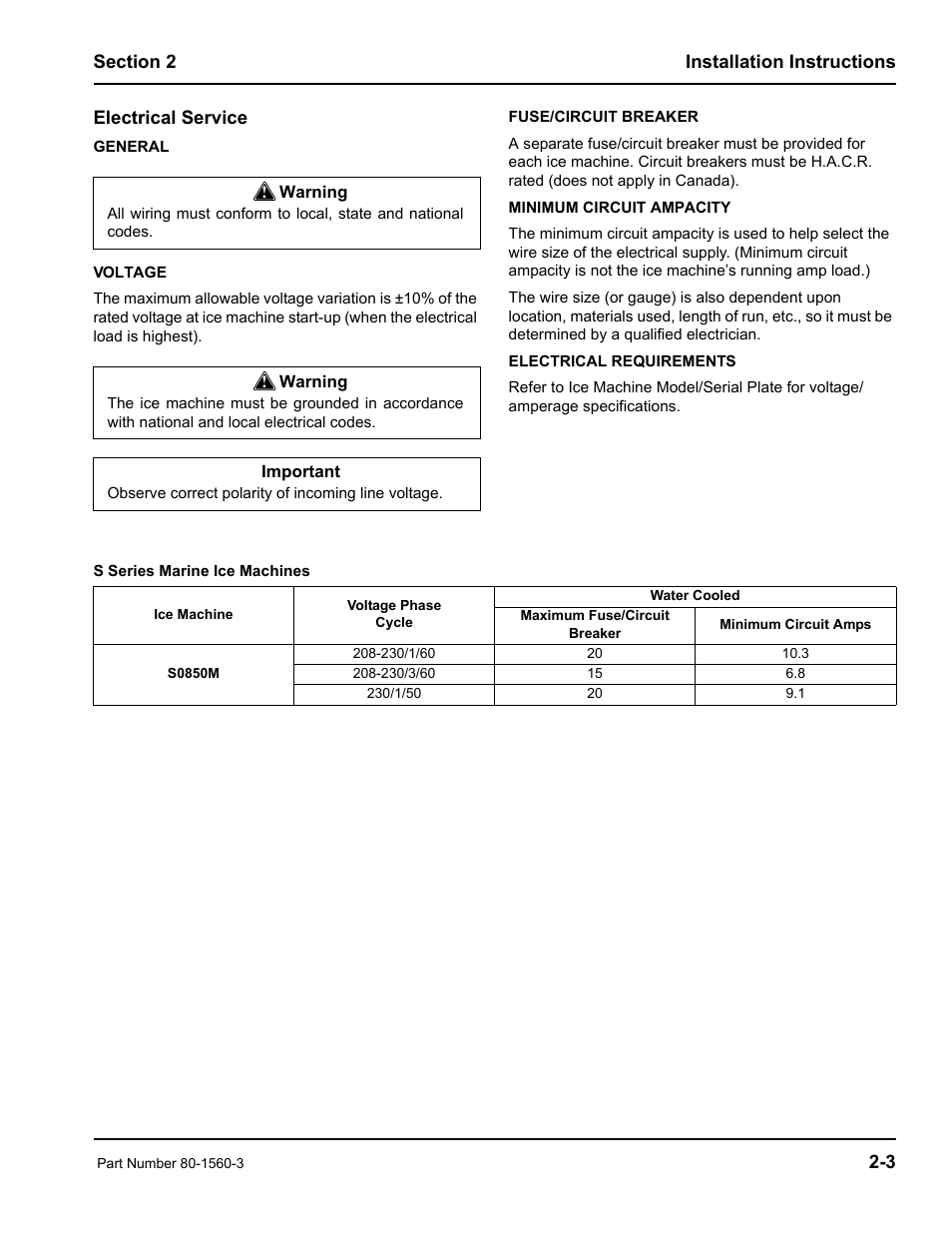 Manitowoc Ice S0850M User Manual | Page 11 / 38