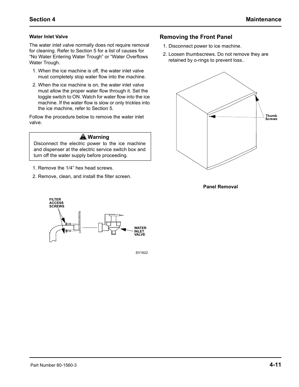 Removing the front panel | Manitowoc Ice S0850M User Manual | Page 33 / 38