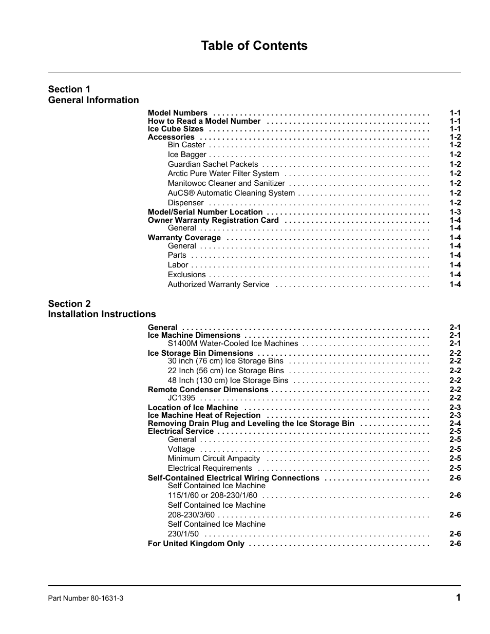 Manitowoc Ice S1400M User Manual | Page 3 / 38