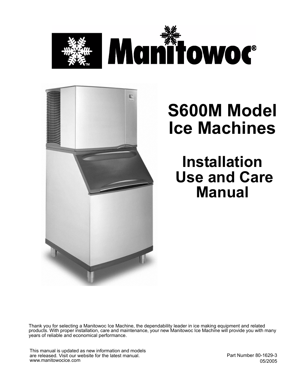 Manitowoc Ice S600M User Manual | 40 pages