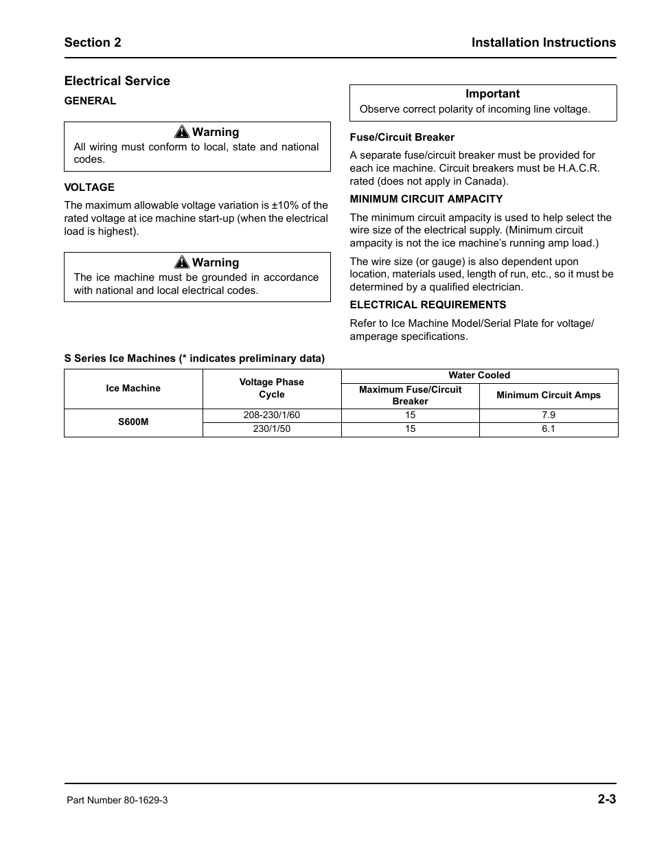 Manitowoc Ice S600M User Manual | Page 11 / 40