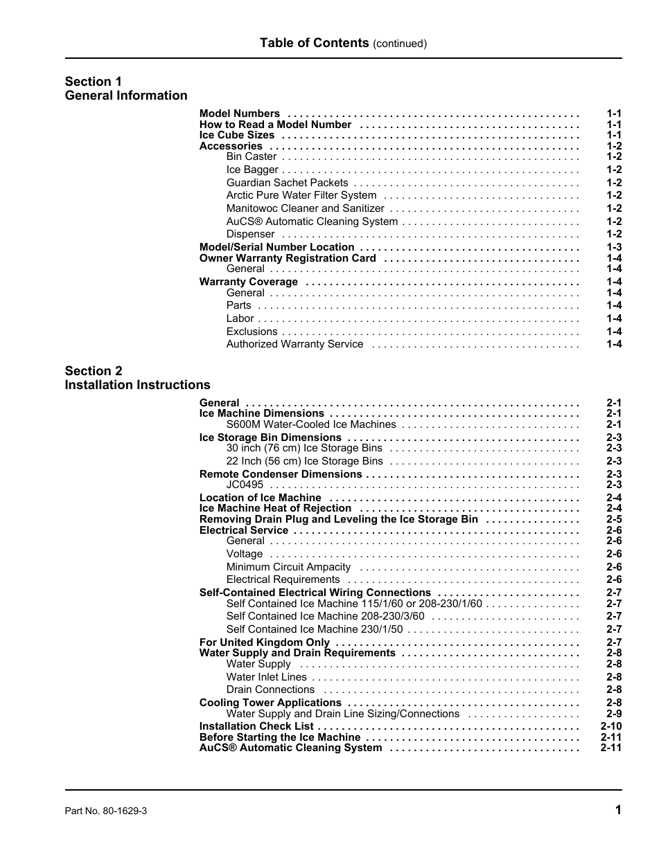 Manitowoc Ice S600M User Manual | Page 3 / 40