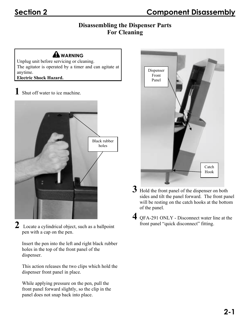 Q_model_dispenser_(paddle_wheel)_section_2_sm, Disassembling the dispenser parts for cleaning | Manitowoc Ice Q300 User Manual | Page 13 / 45