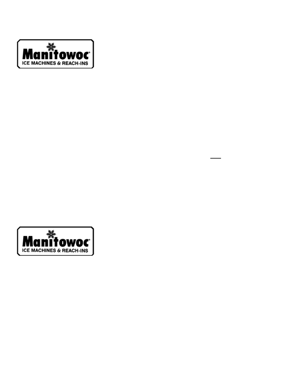 Manitowoc Ice J-1800 User Manual | 1 page