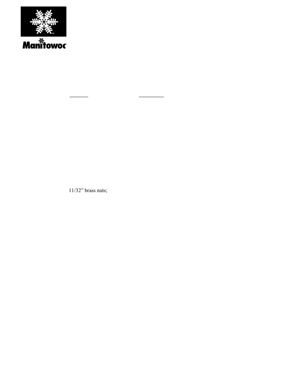 Manitowoc Ice Q210 User Manual | 2 pages