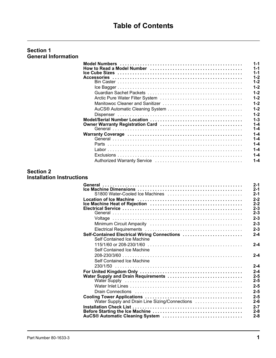 Manitowoc Ice S1800M User Manual | Page 3 / 38