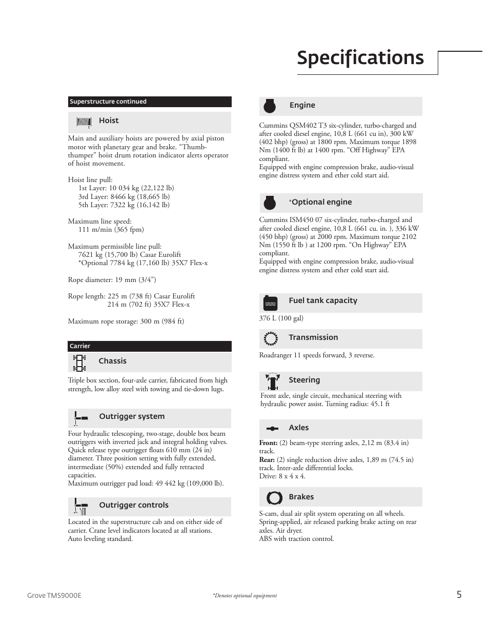 Specifications | Manitowoc Ice Manitowoc Groove TMS9000E User Manual | Page 5 / 28