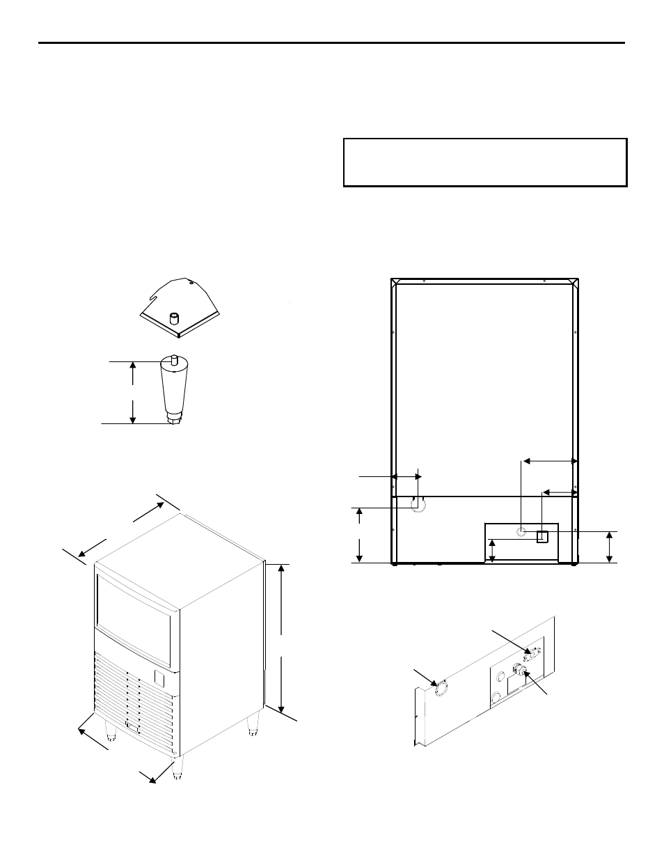 Qm45_section_2_uc, General, Ice machine dimensions | Important, Qm-45 ice machines | Manitowoc Ice QM45 Series User Manual | Page 9 / 36