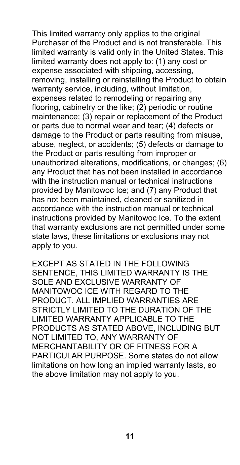 Manitowoc Ice CM MODEL STH003 User Manual | Page 11 / 88