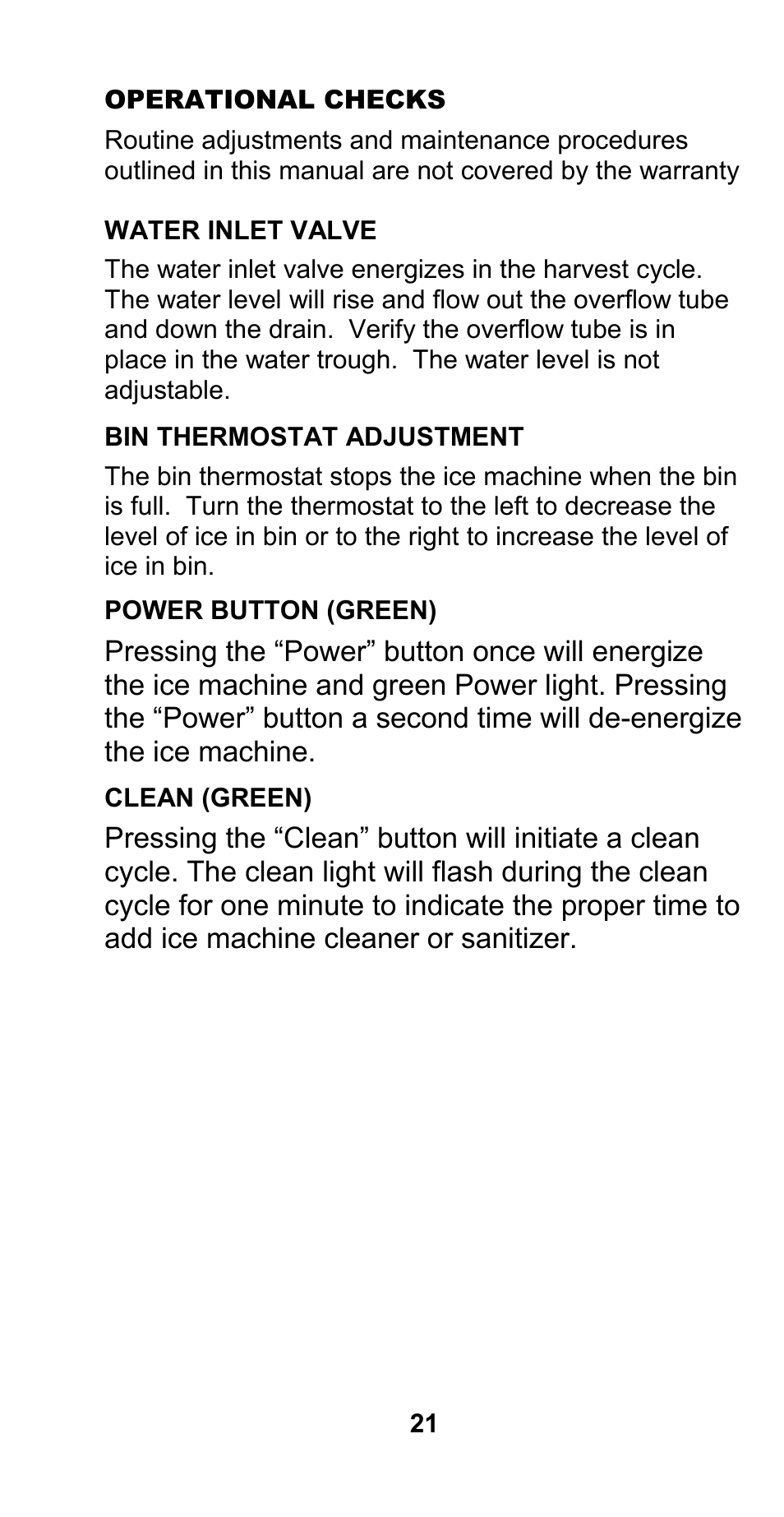 Manitowoc Ice CM MODEL STH003 User Manual | Page 21 / 88